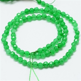 Jade, grøn, 4mm, facet, 1 streng.